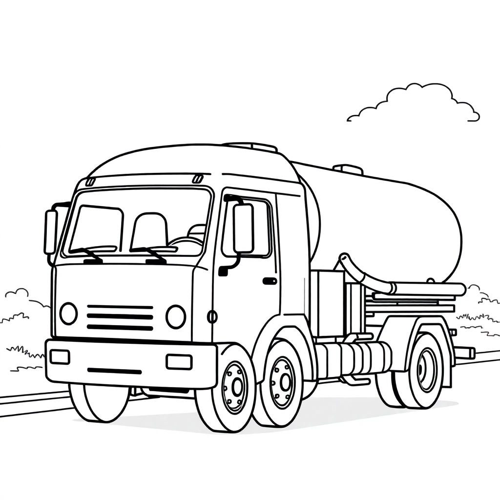 在路上洒水的洒水车 Páginas para Colorear