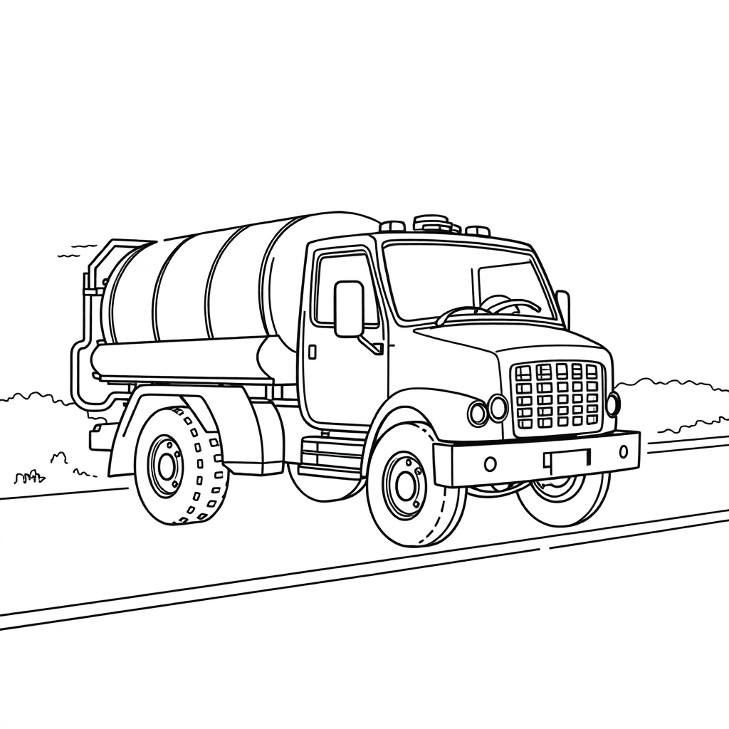 在路上喷水的洒水车 Páginas para Colorear
