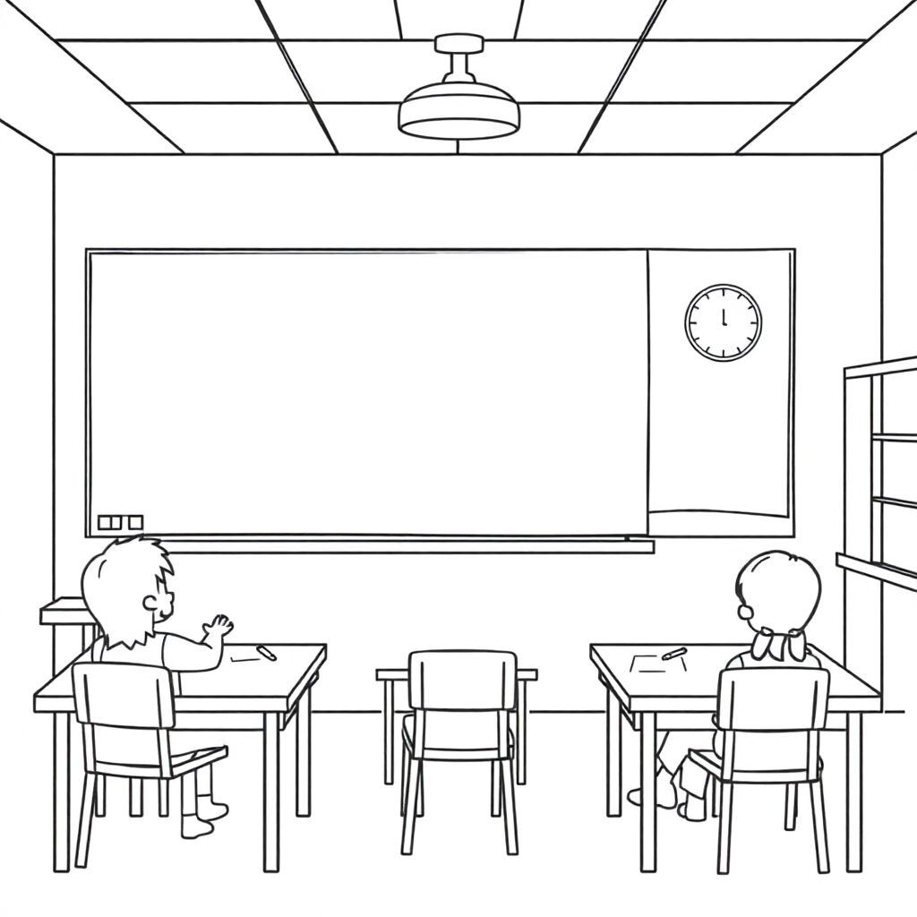 Classroom scene صفحات التلوين