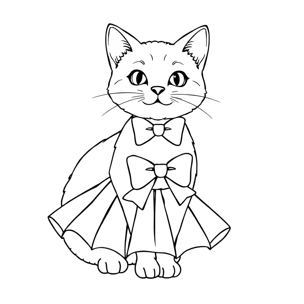 穿裙子带蝴蝶结的猫 صفحات التلوين