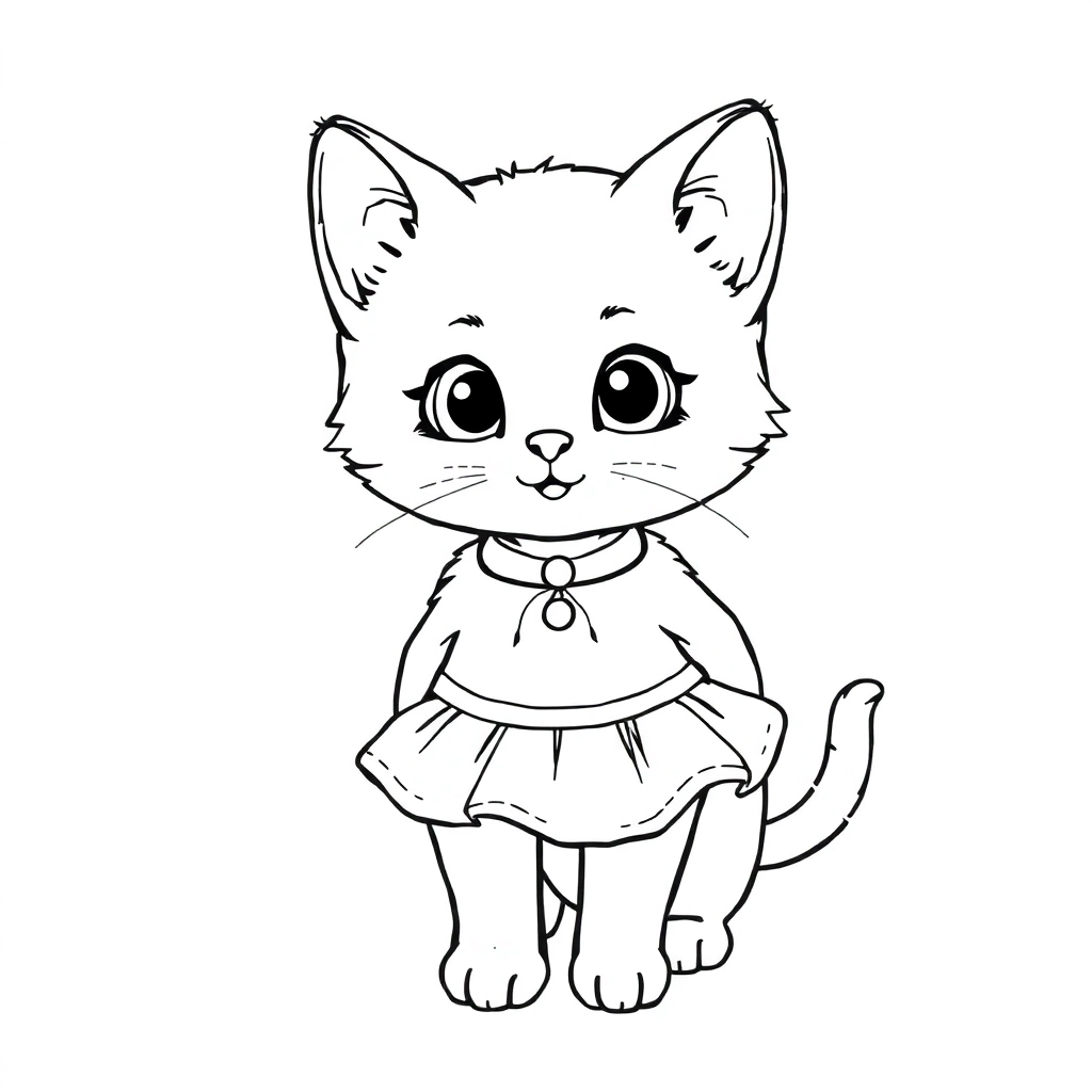 穿着裙子的小猫咪 صفحات التلوين