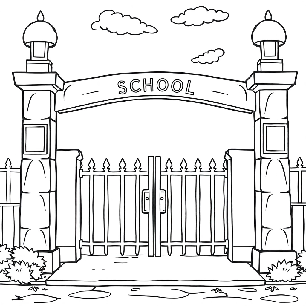 学校大门口 صفحات التلوين