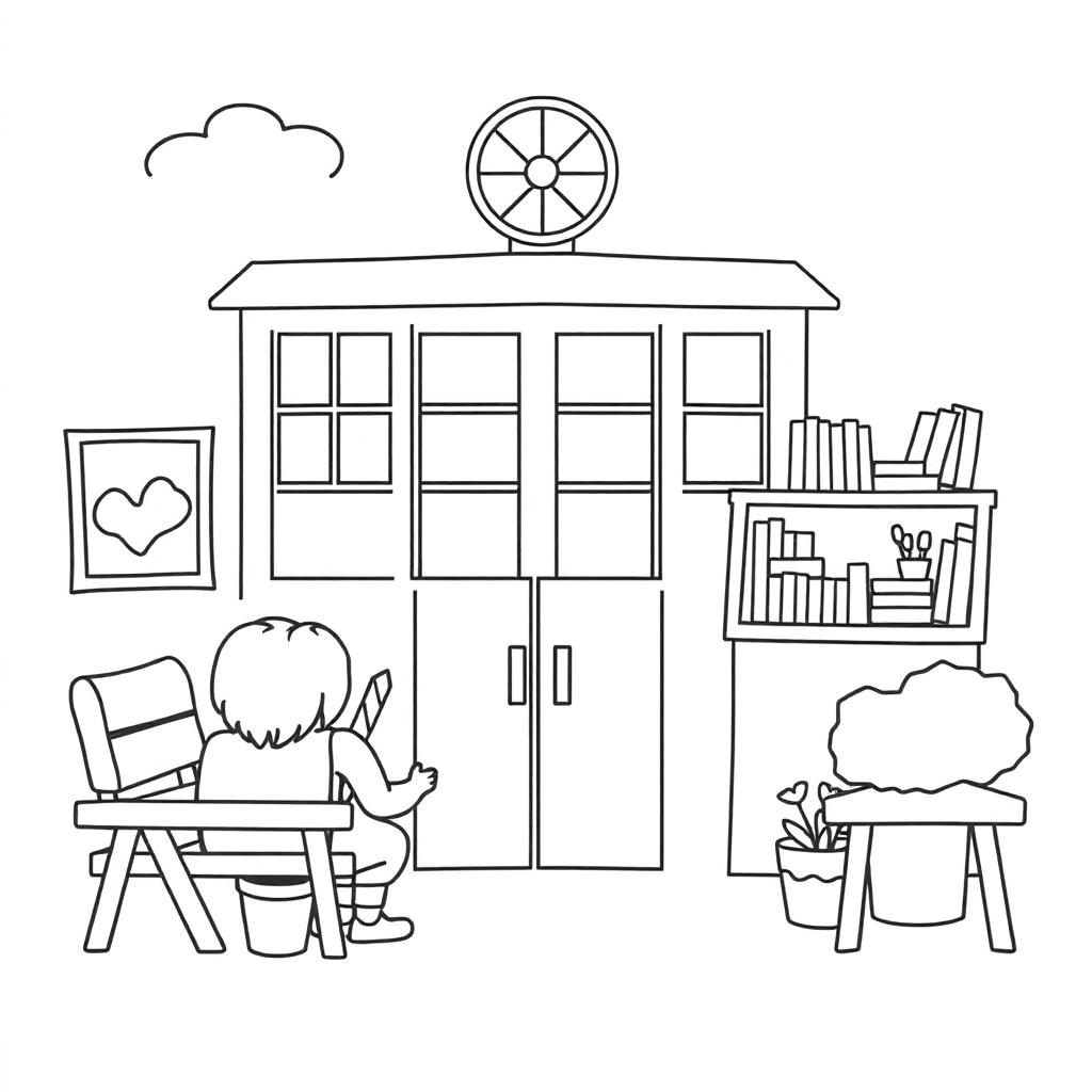 学校正面全景 صفحات التلوين