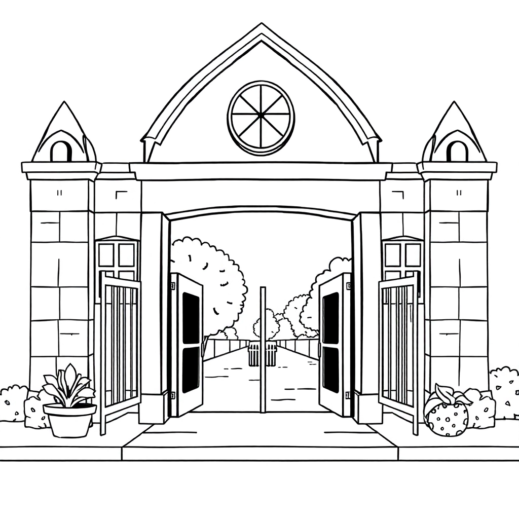 学校门口全景 صفحات التلوين