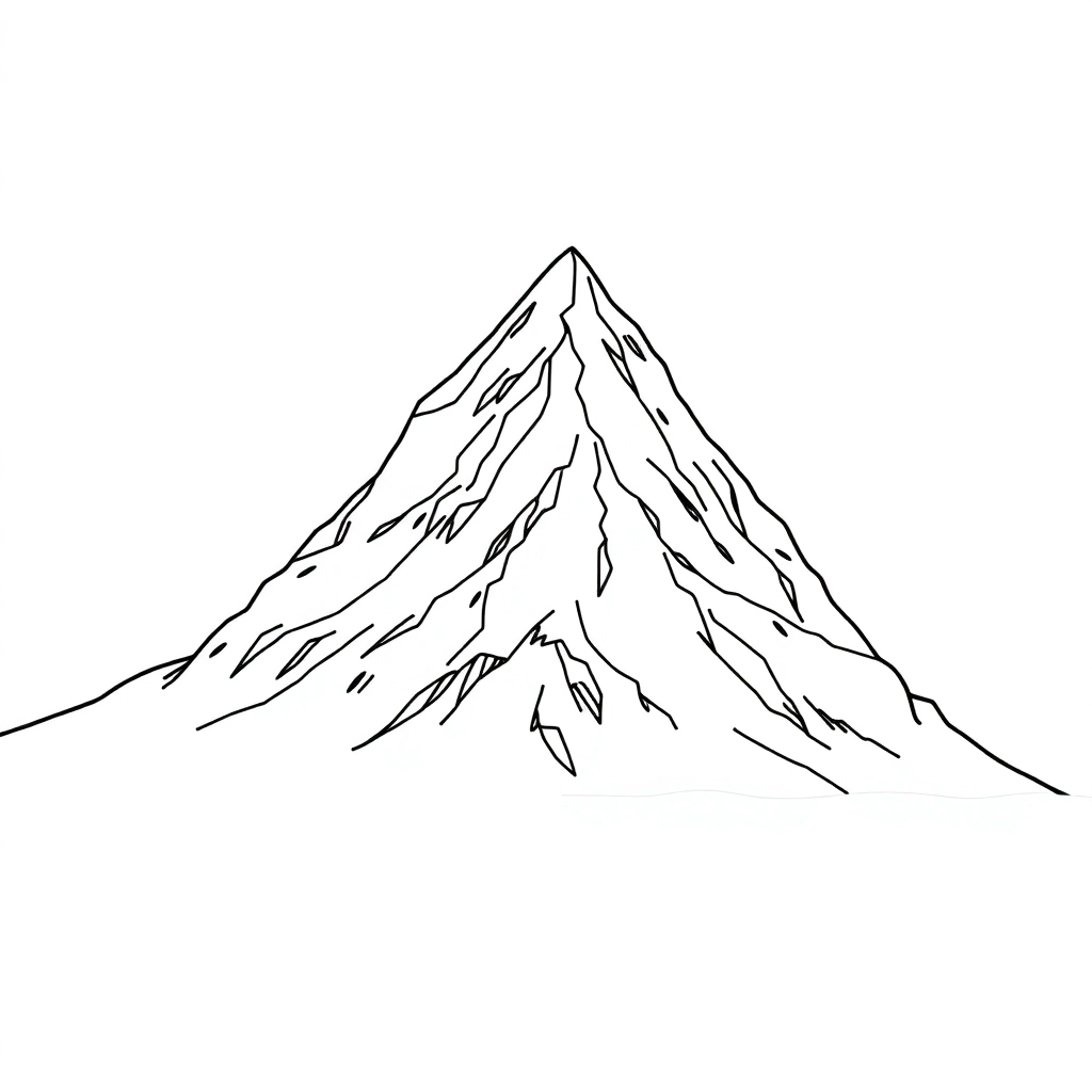 Mountain with white snow Coloring Pages