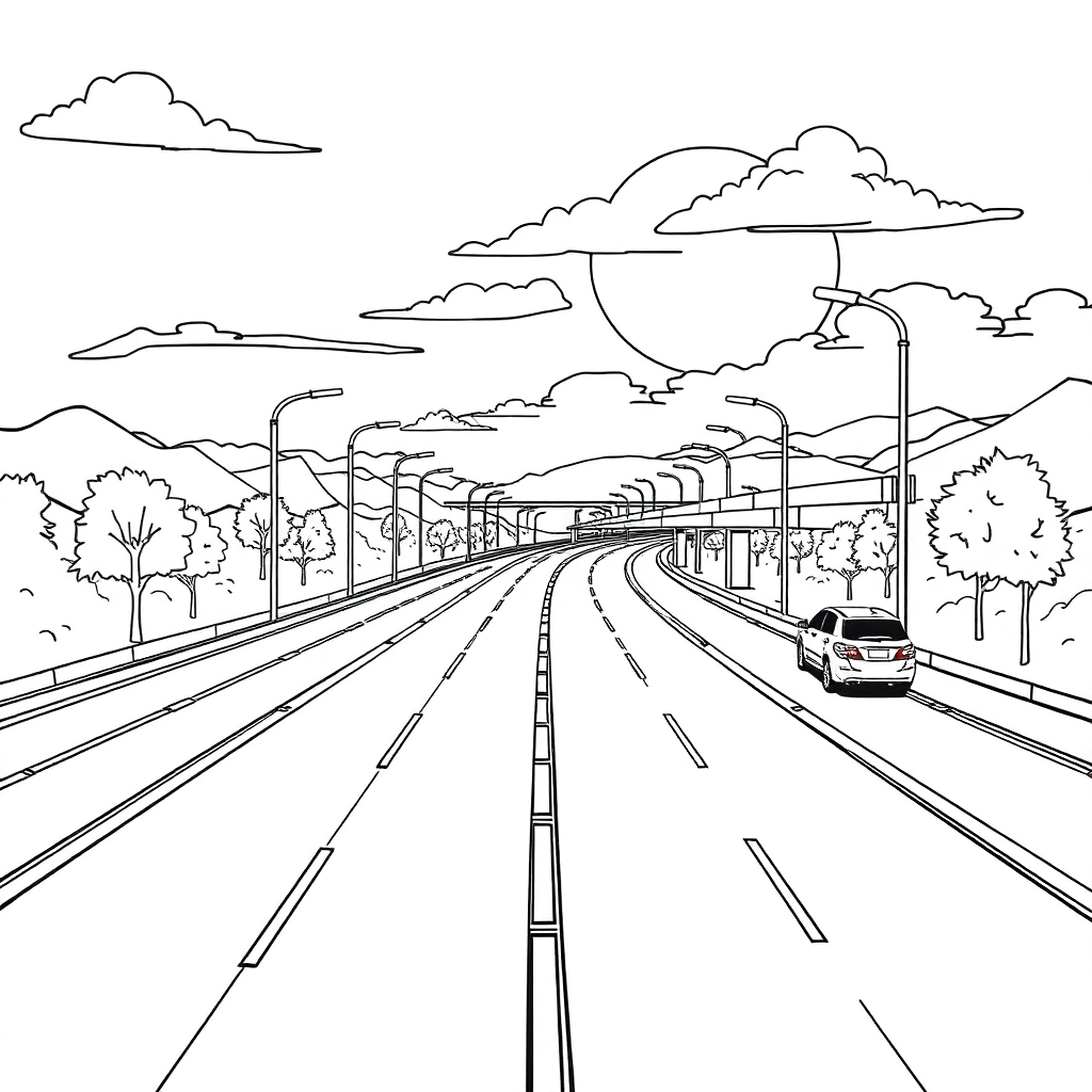 横向的公路 Coloring Pages