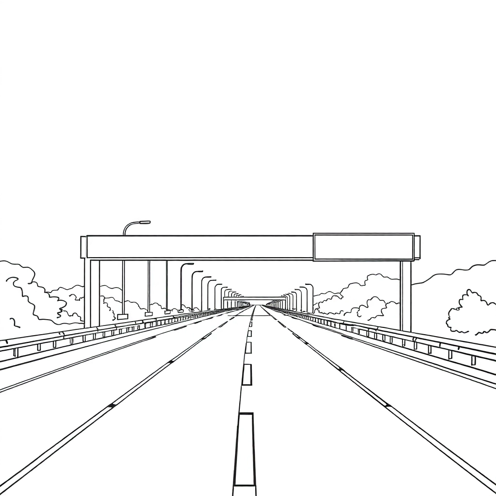 Horizontal view of the highway Coloring Pages
