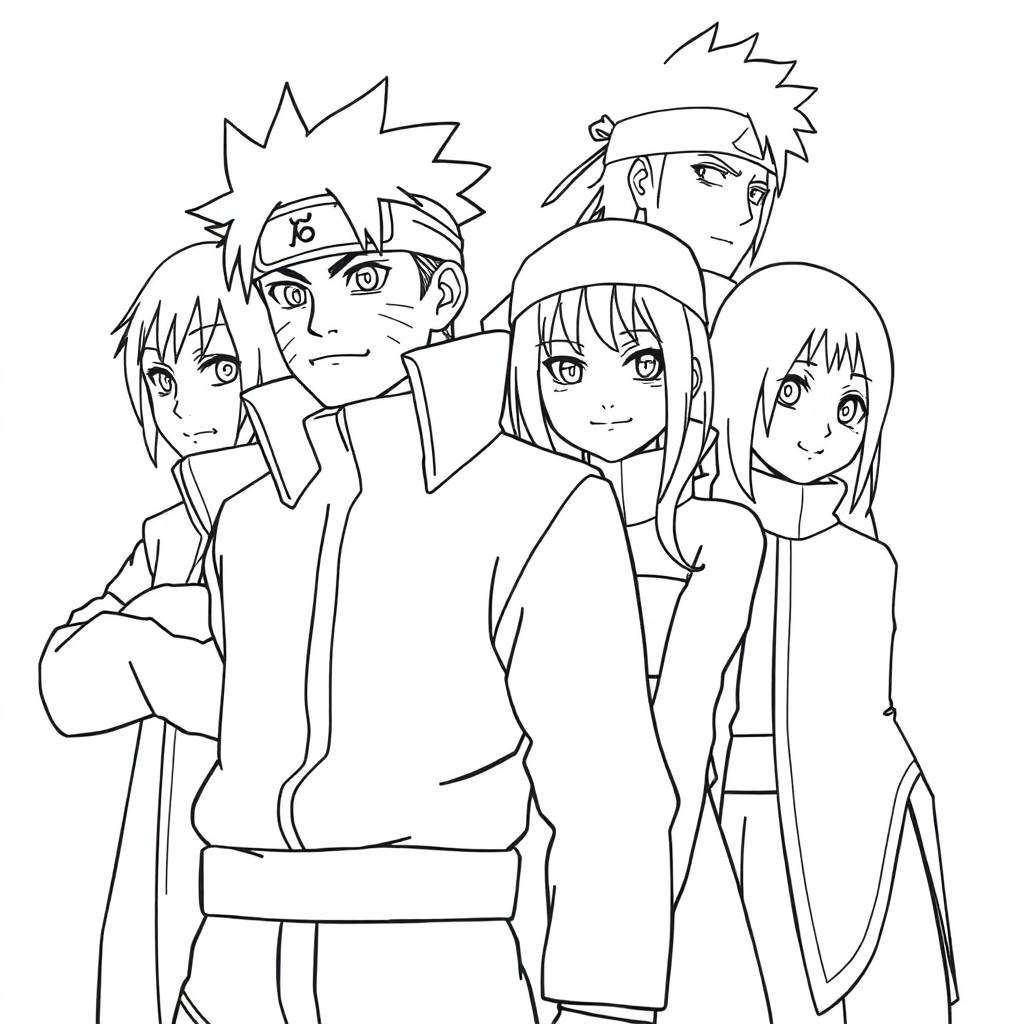 鸣人小樱卡卡西雏田 Coloring Pages