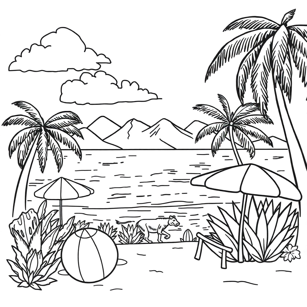 制作一个夏日出游季的海报 Coloring Pages