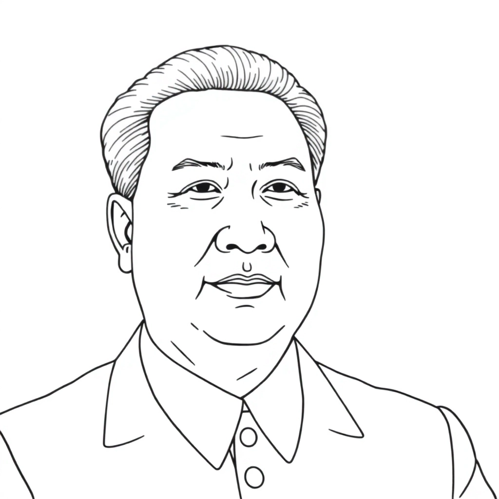 毛主席橘子洲头形象一笔画 صفحات التلوين