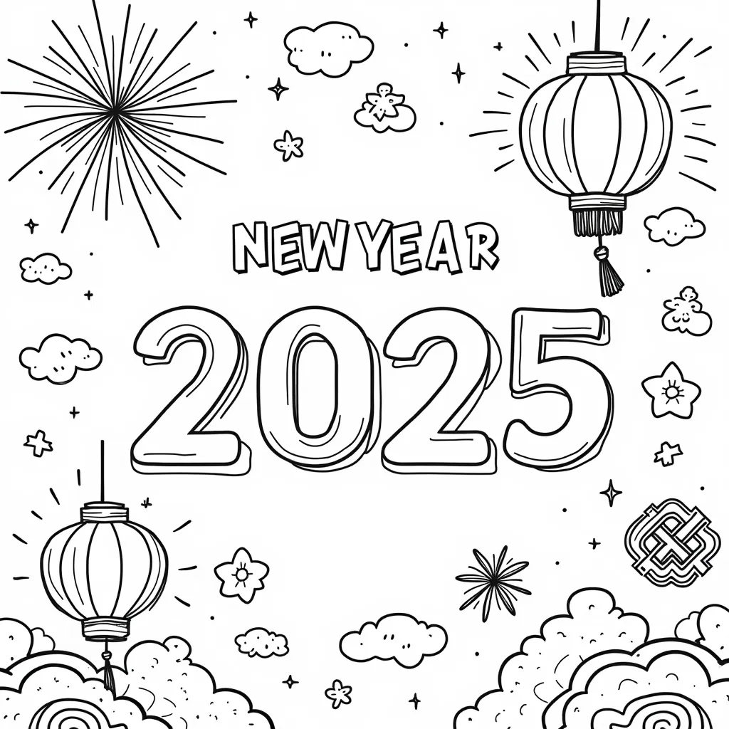 new year 2025 coloring pages