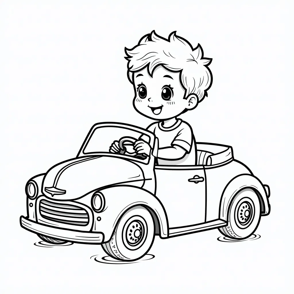 a boy learn drive coloring pages