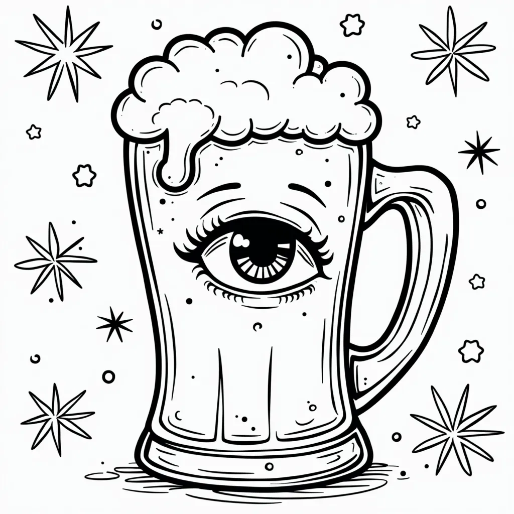 happly new year eye beer coloring pages