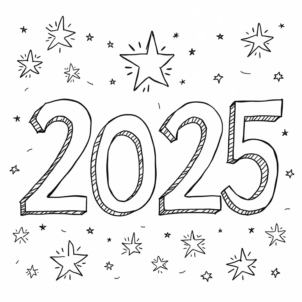 2025年新年祝福 صفحات التلوين