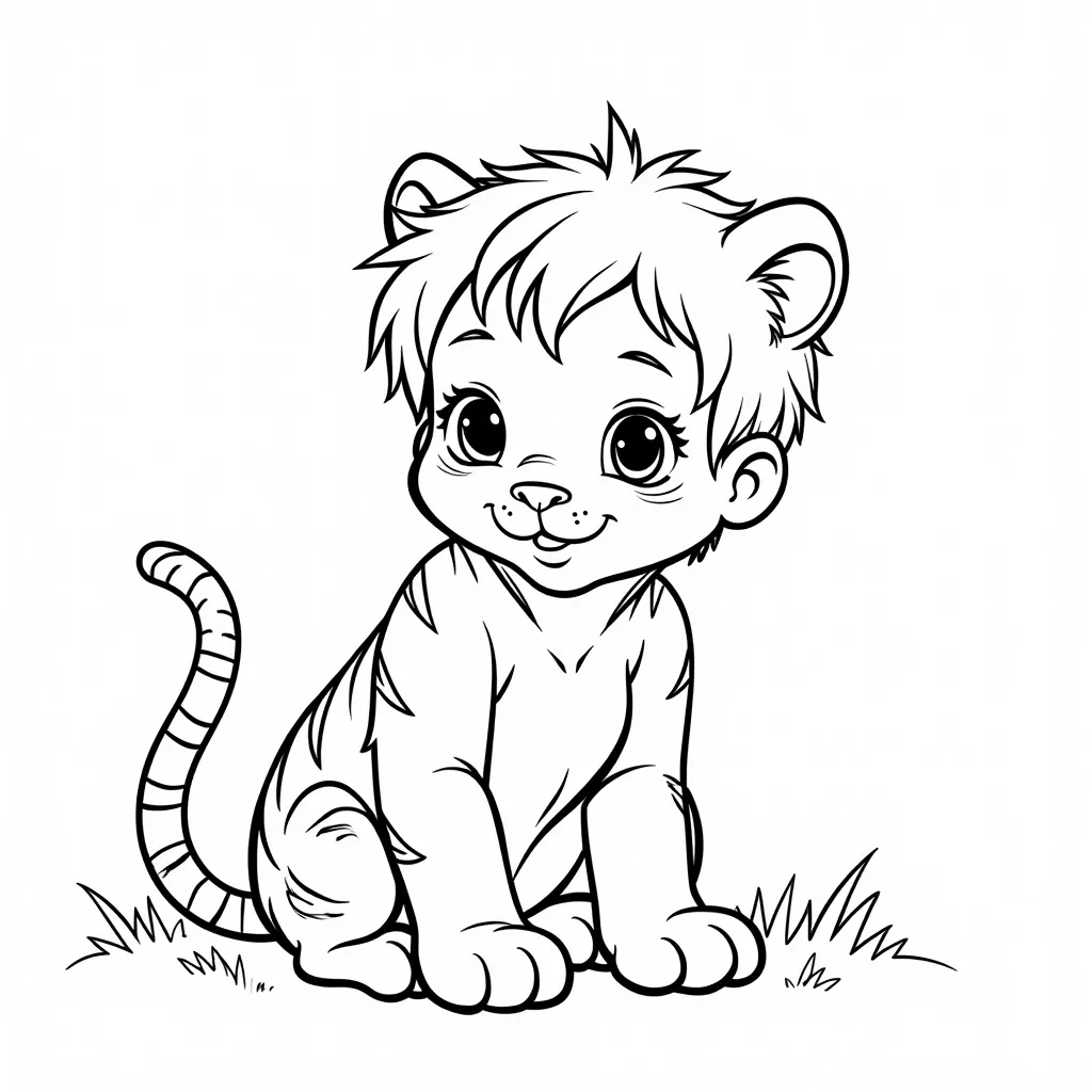 a 2 year old boy with his tiger coloring pages