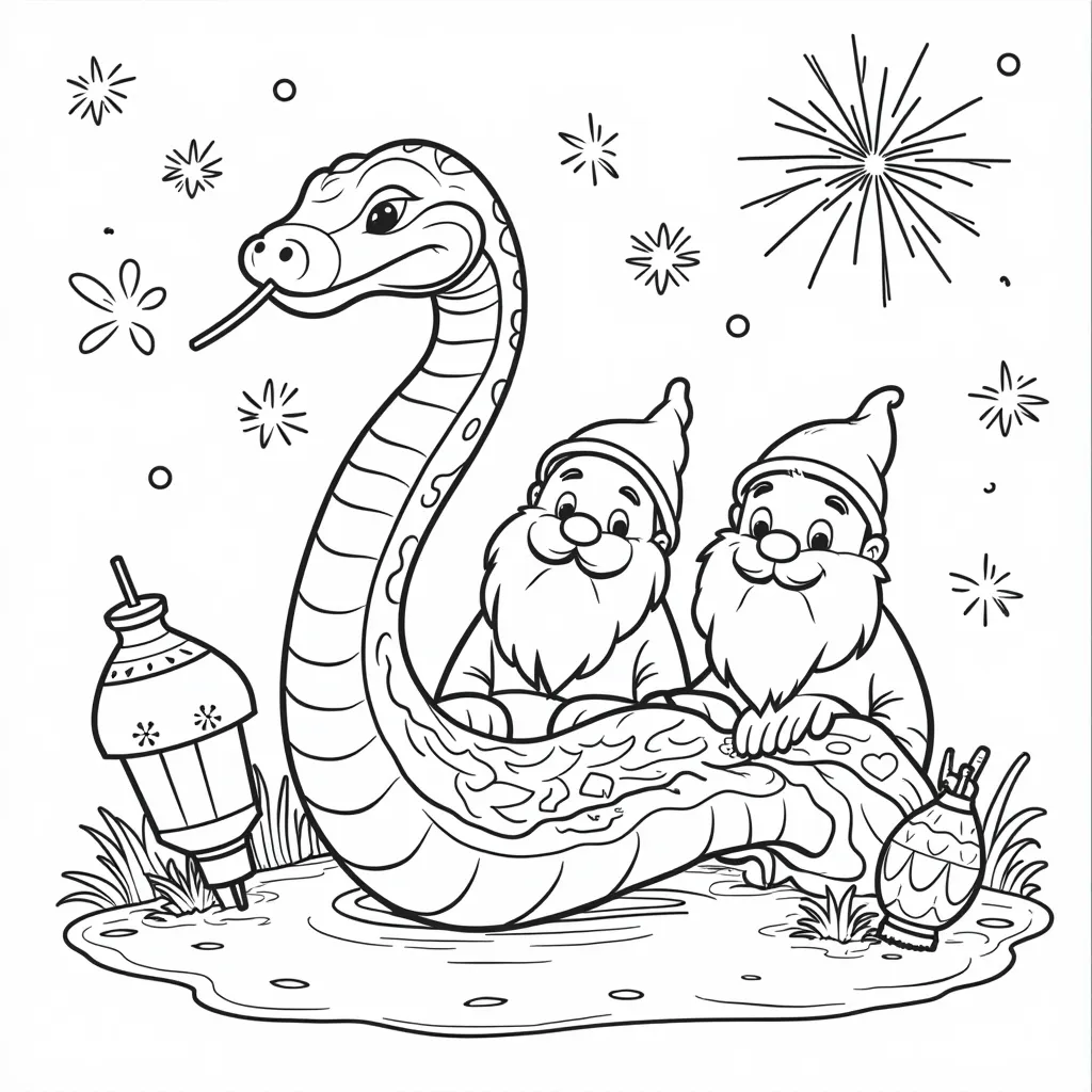 Snow Public and the seven Dwarfs coloring pages