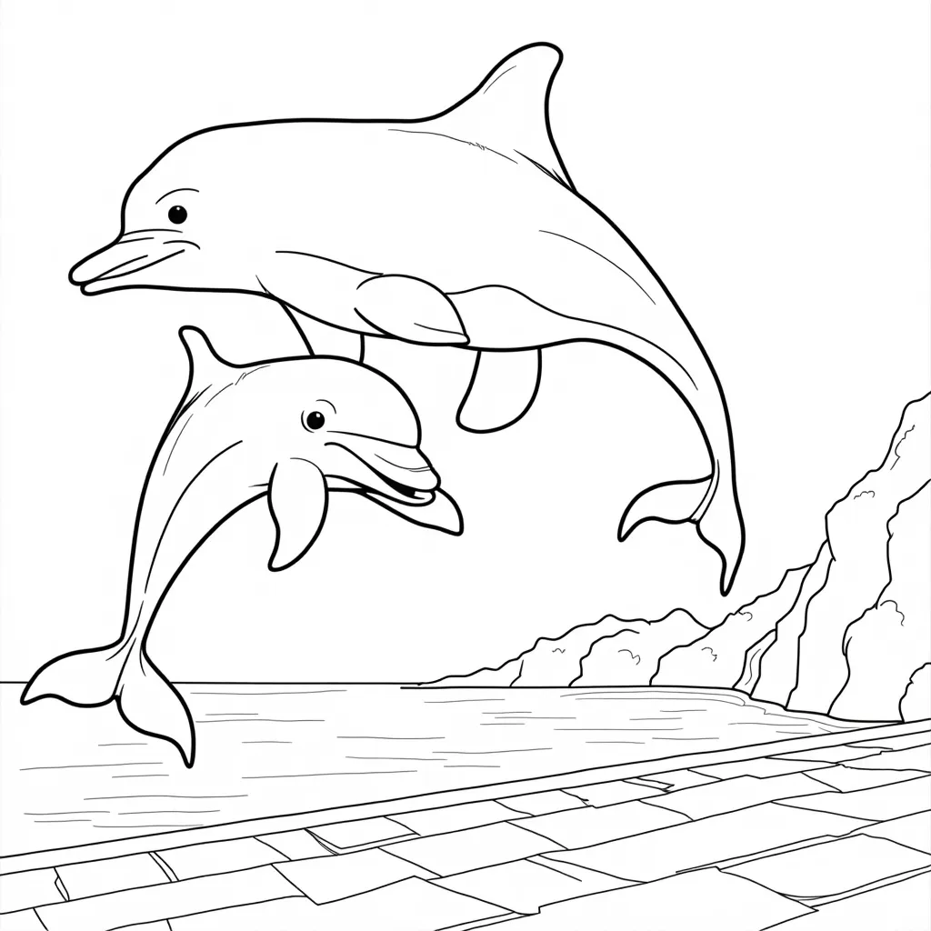 Dolphins swim quickly past the glass wall