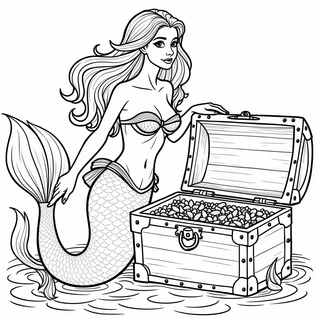 Mermaids guard the treasure صفحات التلوين
