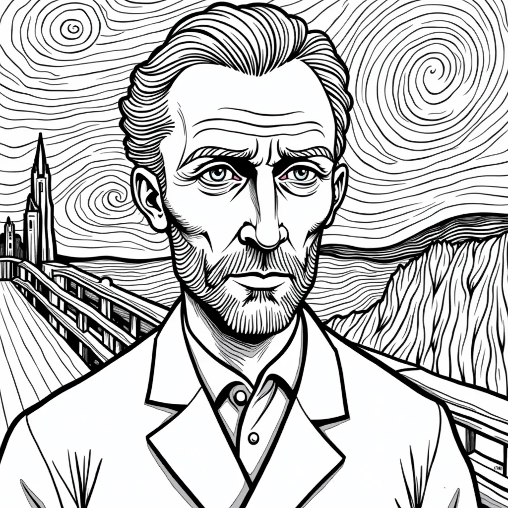 Van Gogh Scream Guy صفحات التلوين