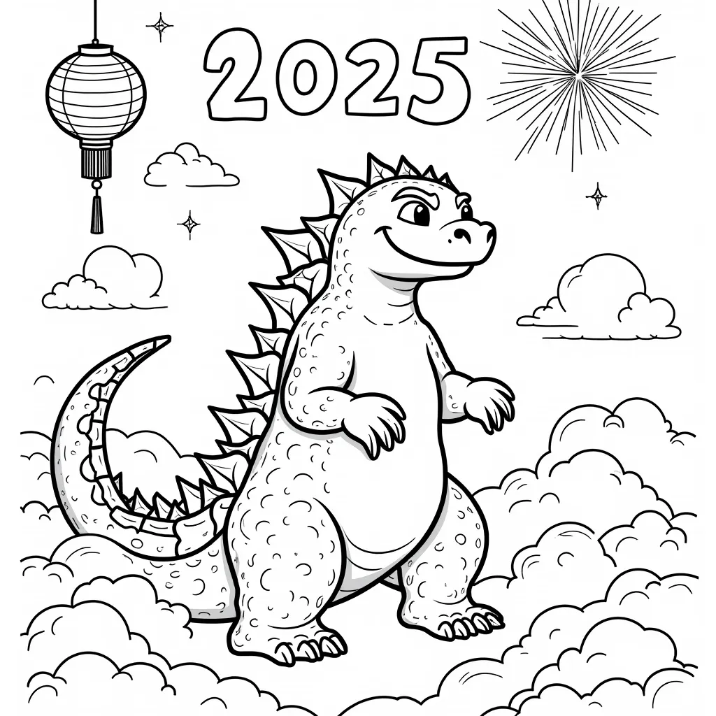 Godzilla is in the sky coloring pages