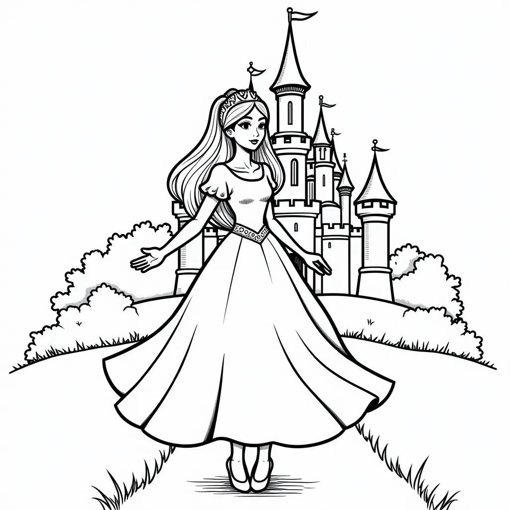 princess castle dance coloring pages