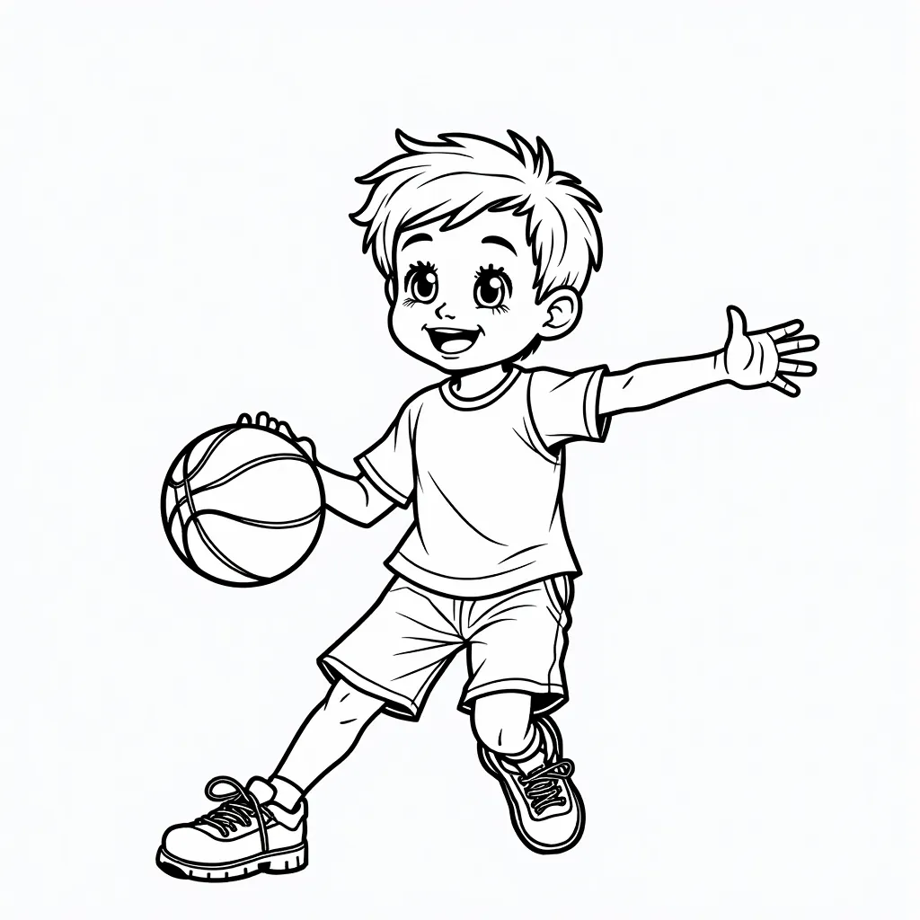 kid play basketball coloring pages