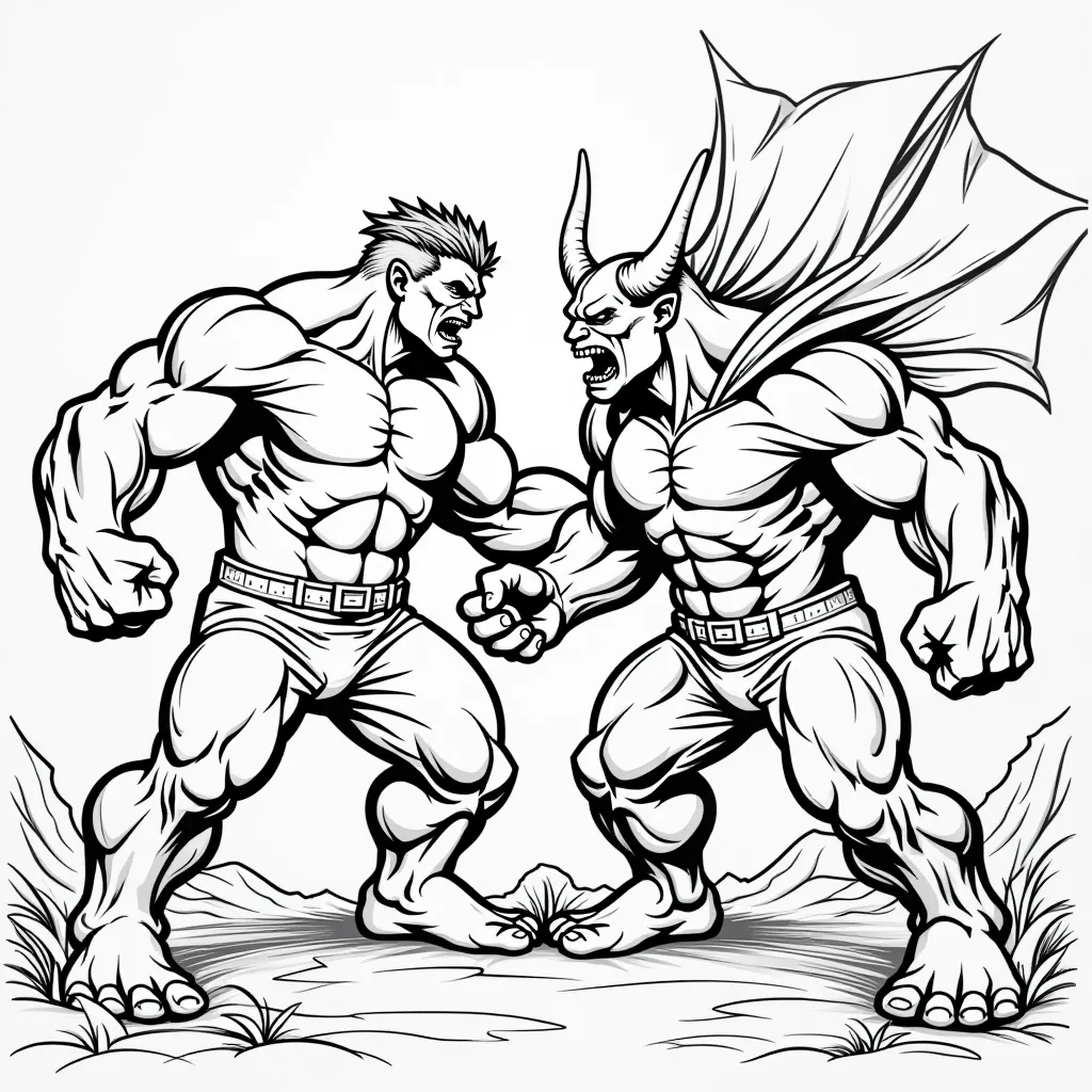 Hulk vs Bull Demon King coloring pages