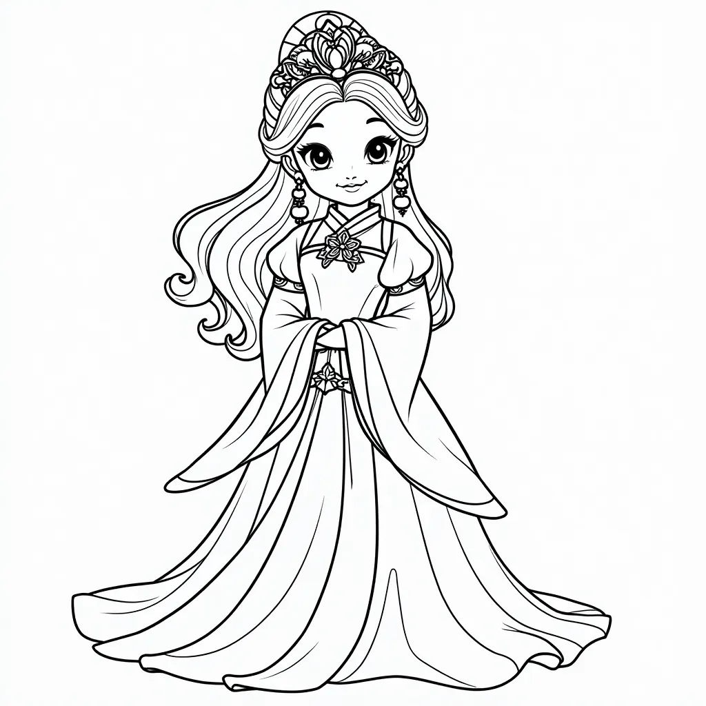 中国公主 coloring pages