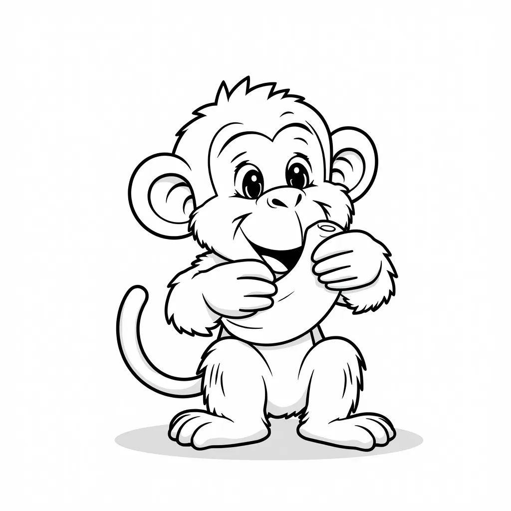 a monkey is eating banana coloring pages