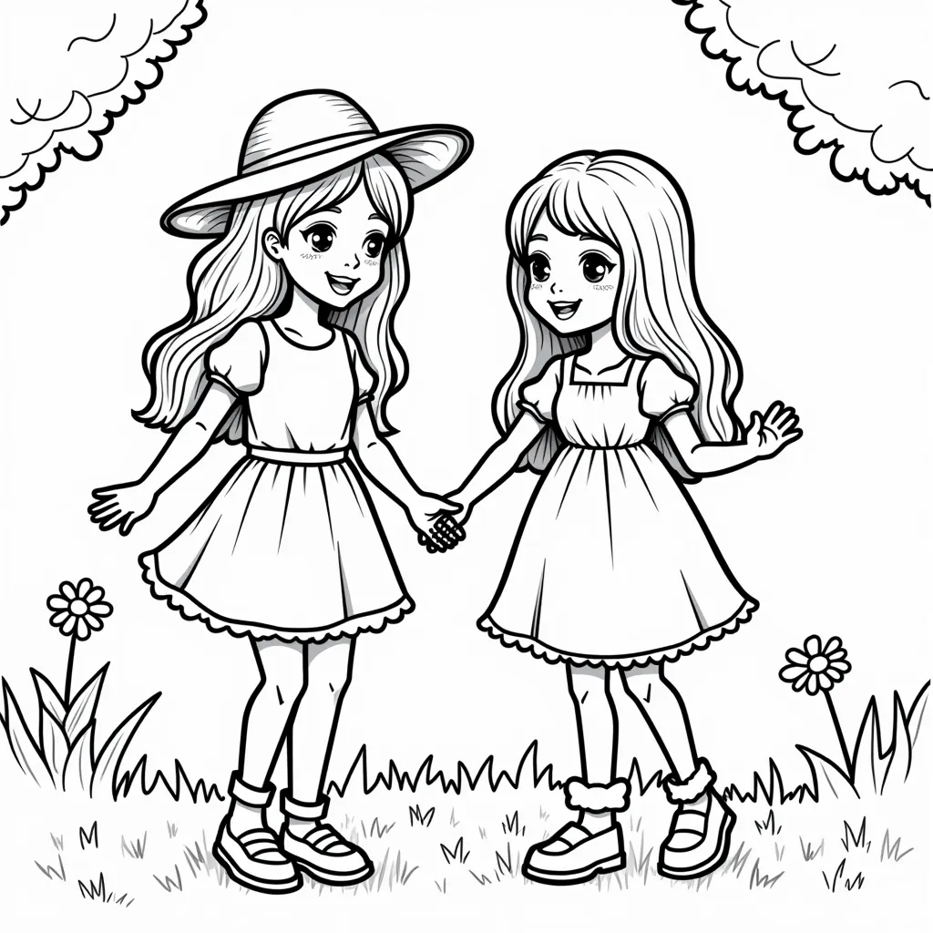 Girls Lawn Party coloring pages