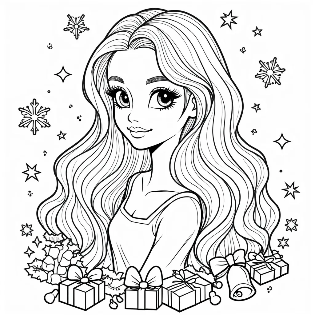 beauty hair style girl coloring pages