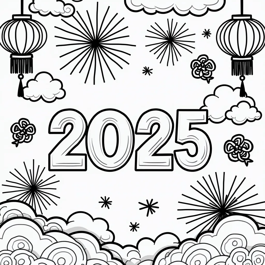 New year 2015 coloring pages