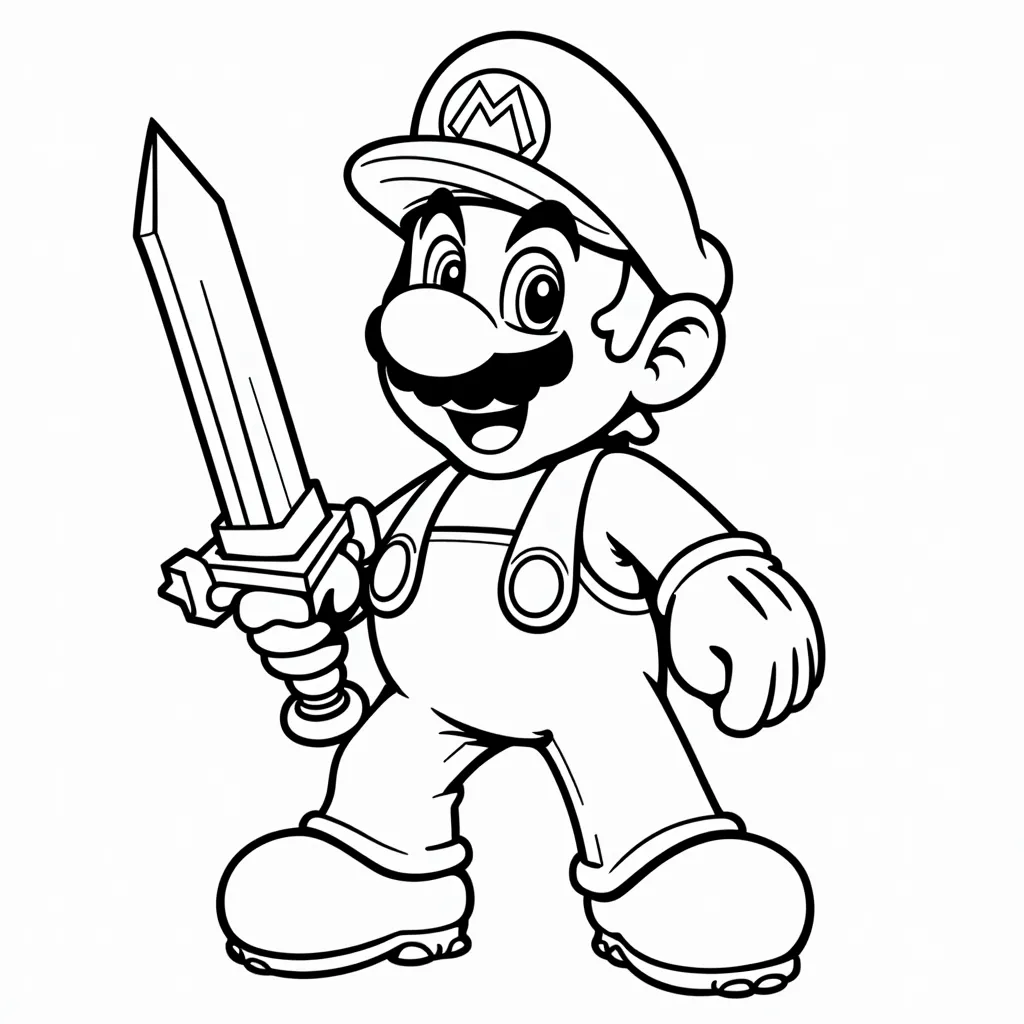 Super Mario with Sword from legend of zelda coloring pages