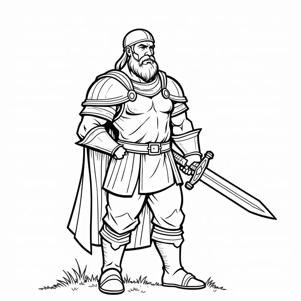 A warrior with a long sword coloring pages