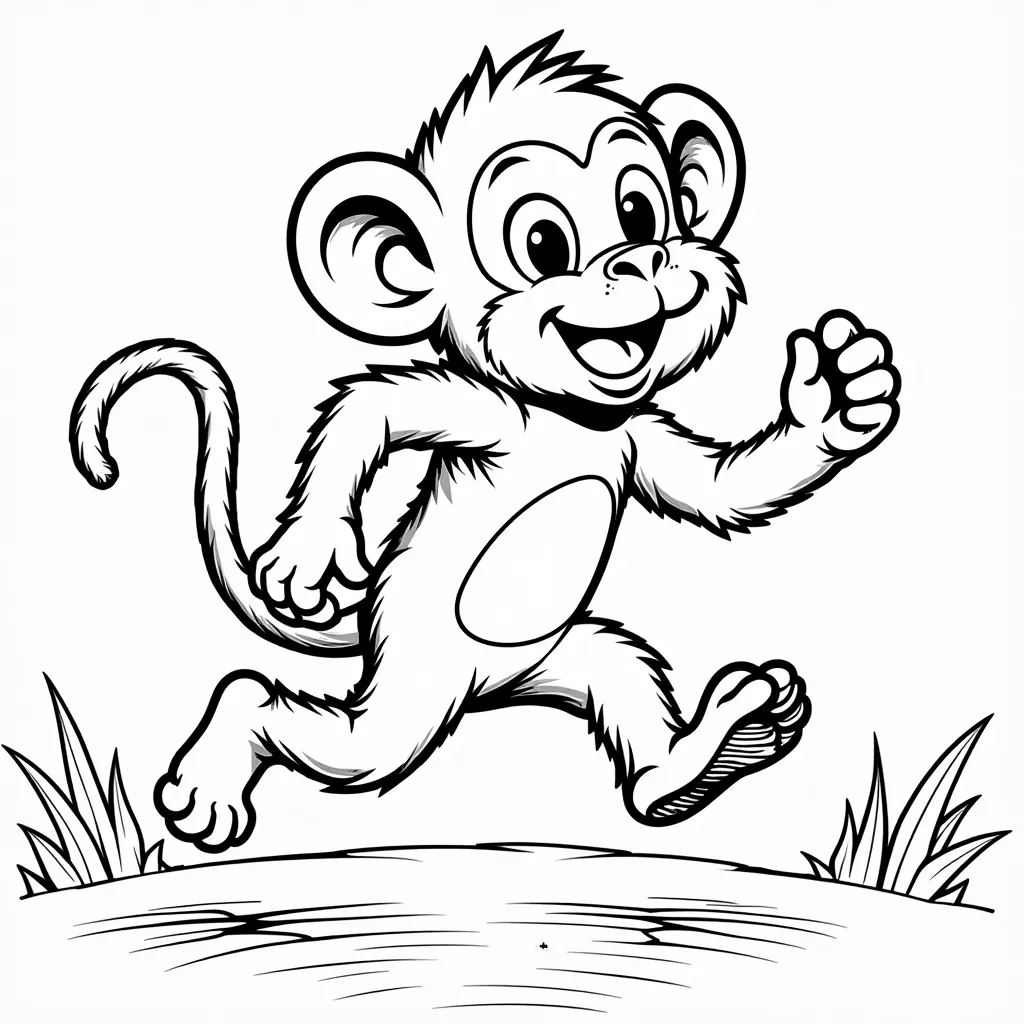 monkey runing coloring pages