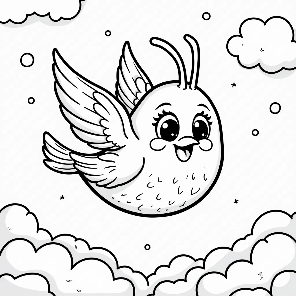 cute fruits and drinks that fly coloring pages