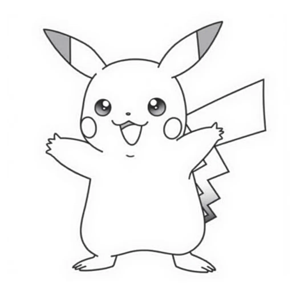 Pikachu is dancing coloring pages