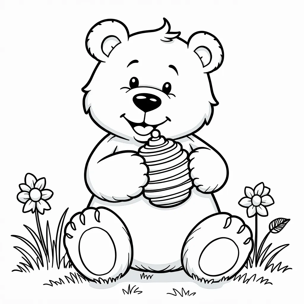 Bear smelling honey coloring pages