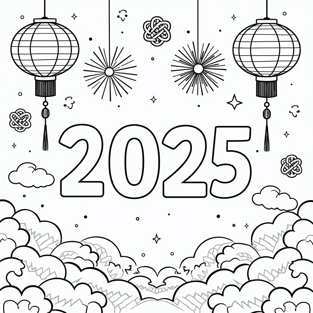 New year 2025 coloring pages