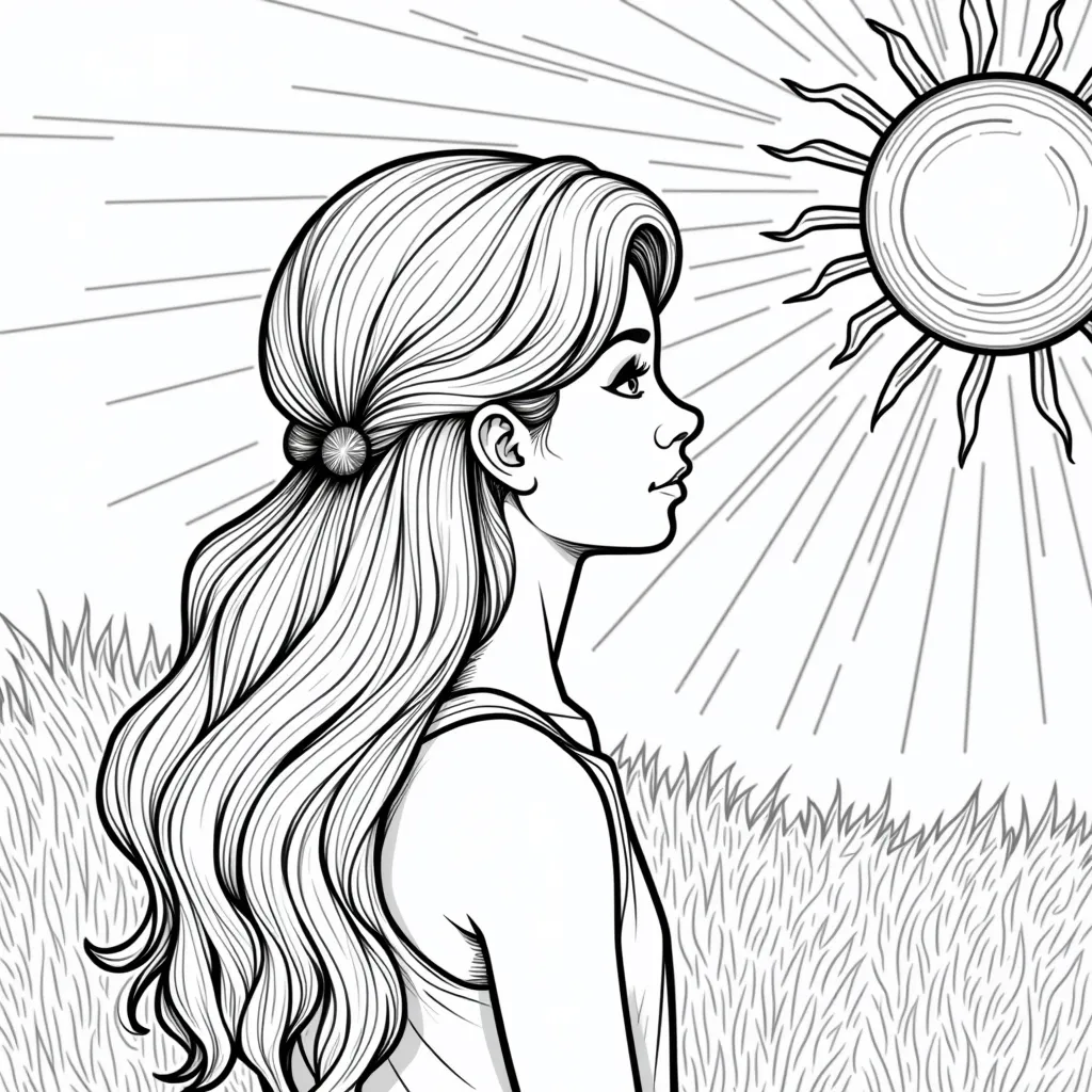 把银簪插在太阳上 صفحات التلوين