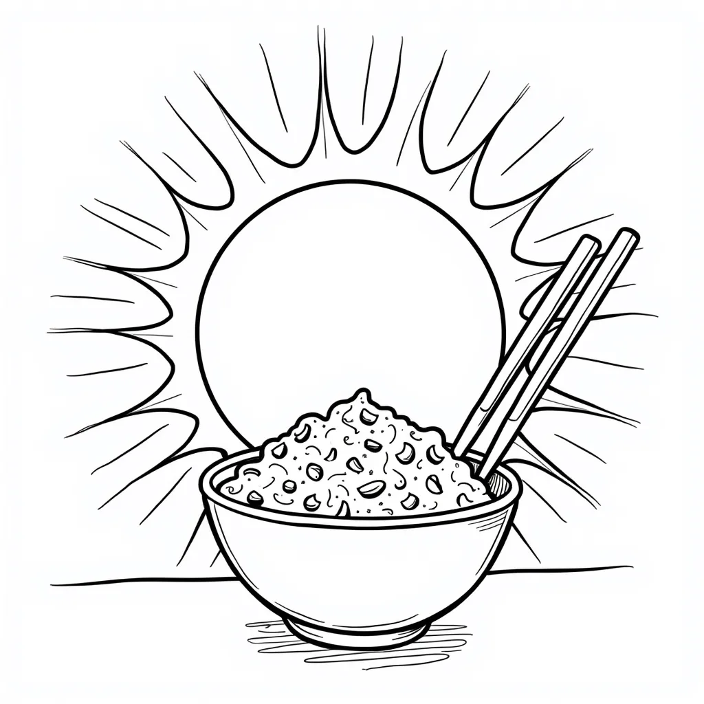 筷子插在太阳上 صفحات التلوين