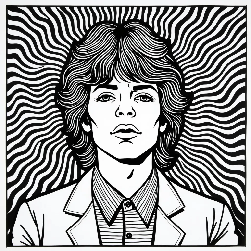 ملصق الأضواء السوداء السيكاديلية من السبعينيات مع فن البوب السريالي لجوي ديفيجن Unknown Pleasures وجاغر