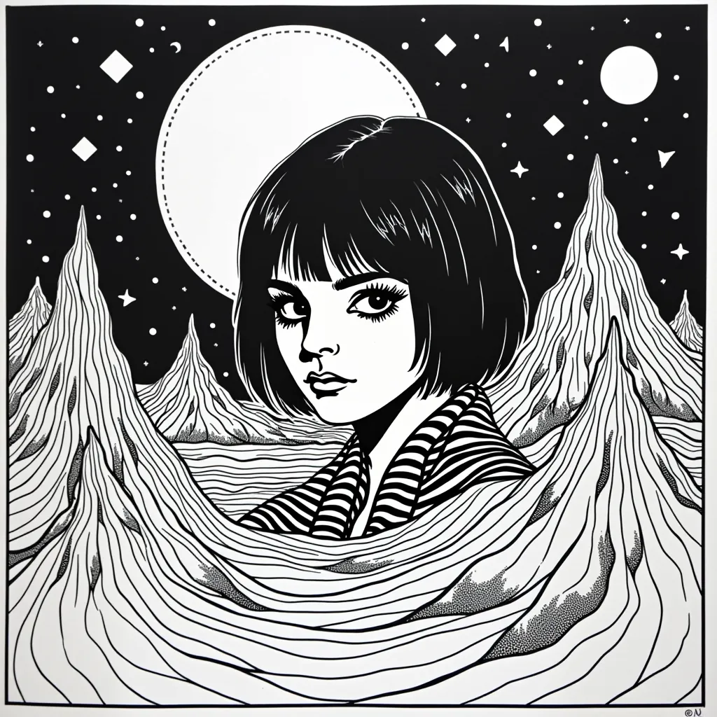 ملصق سيكاديلك بالضوء الأسود من السبعينيات مع فن بوب سريالي لألبوم 'Unknown Pleasures' لفرقة Joy Division