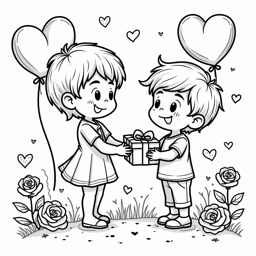 boyfirend send love gift coloring pages