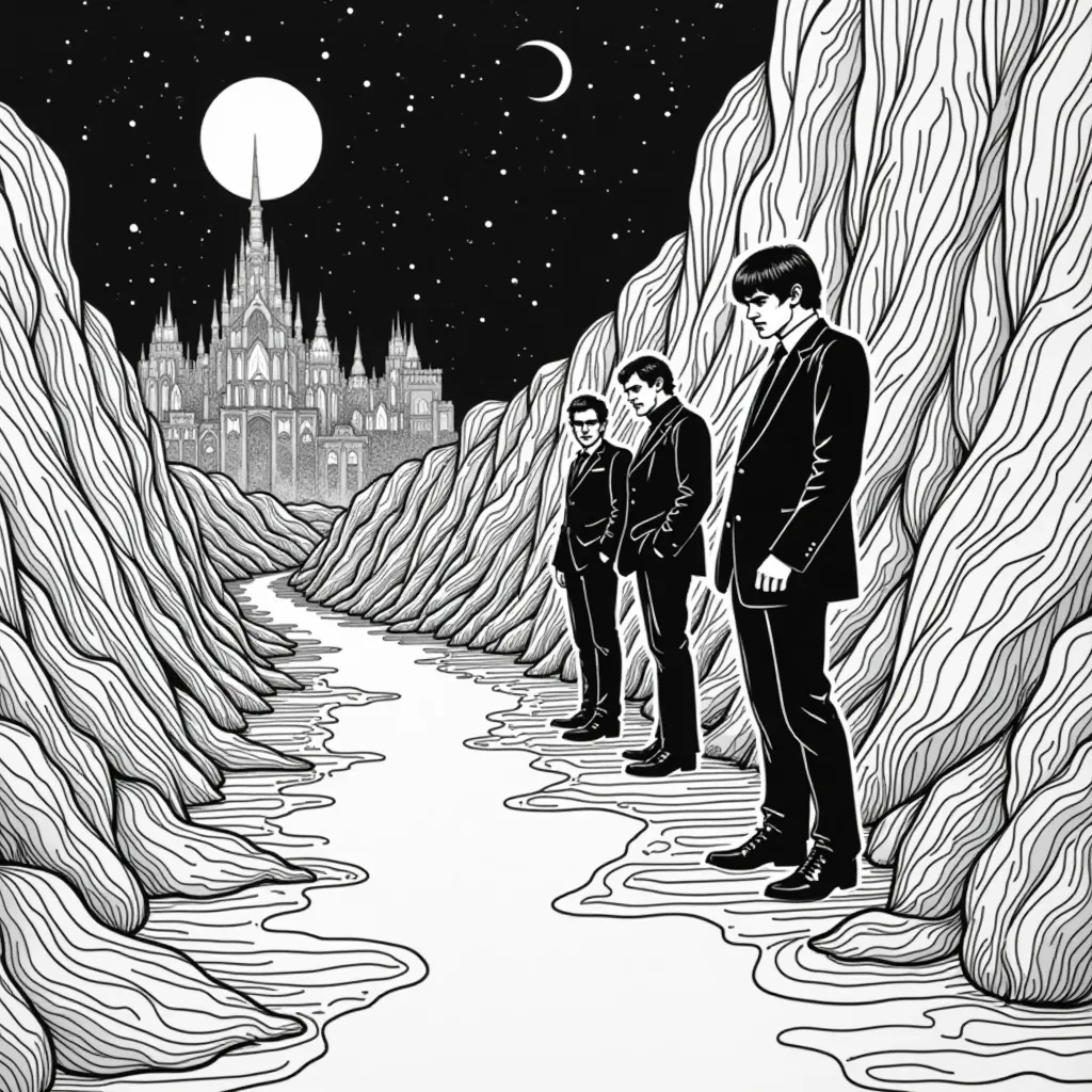 ملصق سايكدليك من السبعينيات بإضاءة سوداء يتميز بالفن البوب السريالي لـ Joy Division 'Unknown Pleasures' وجيمس بوند