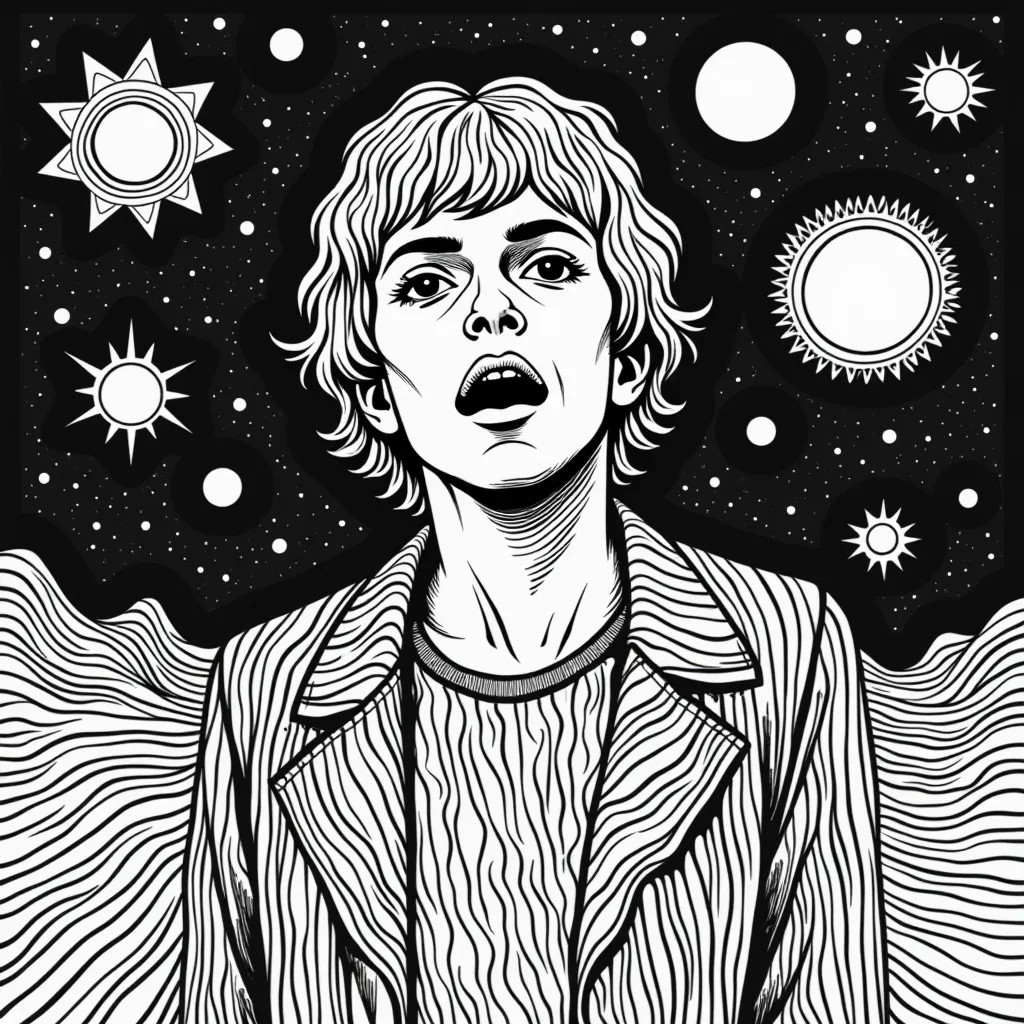 ملصق سيكادليكي من السبعينيات بإضاءة سوداء مع فن بوب سريالي لفرقة Joy Division Unknown Pleasures Kraftwerk