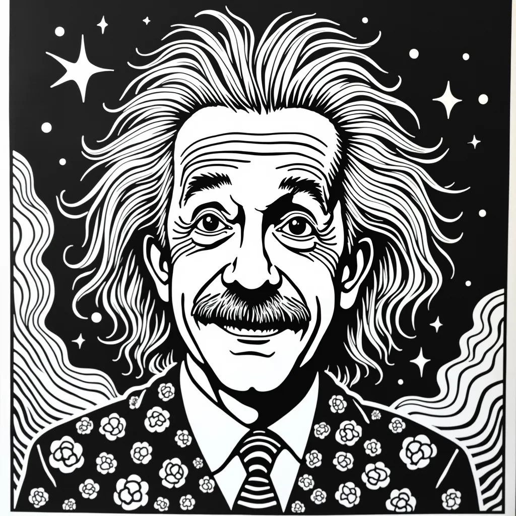 ملصق الضوء الأسود النفسي من السبعينيات مع فن البوب السريالي لـ Joy Division Unknown Pleasures Einstein