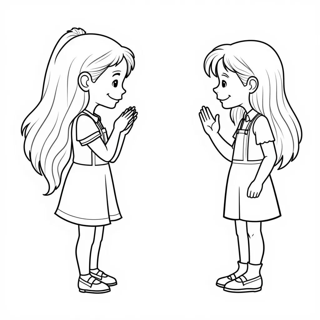 two girls arguing coloring pages