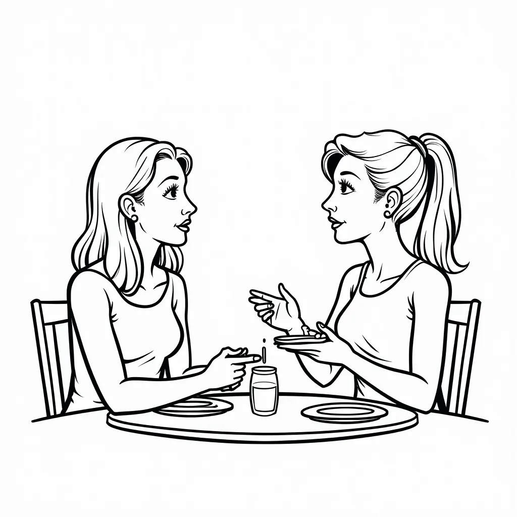 two women arguing in a restaurant coloring pages