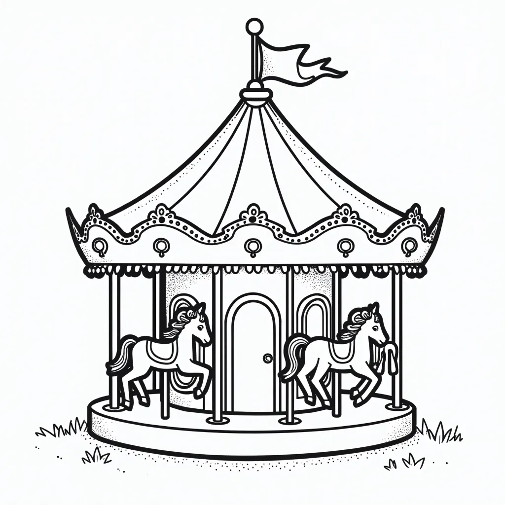Whimsical carousel house that slowly spins صفحات التلوين